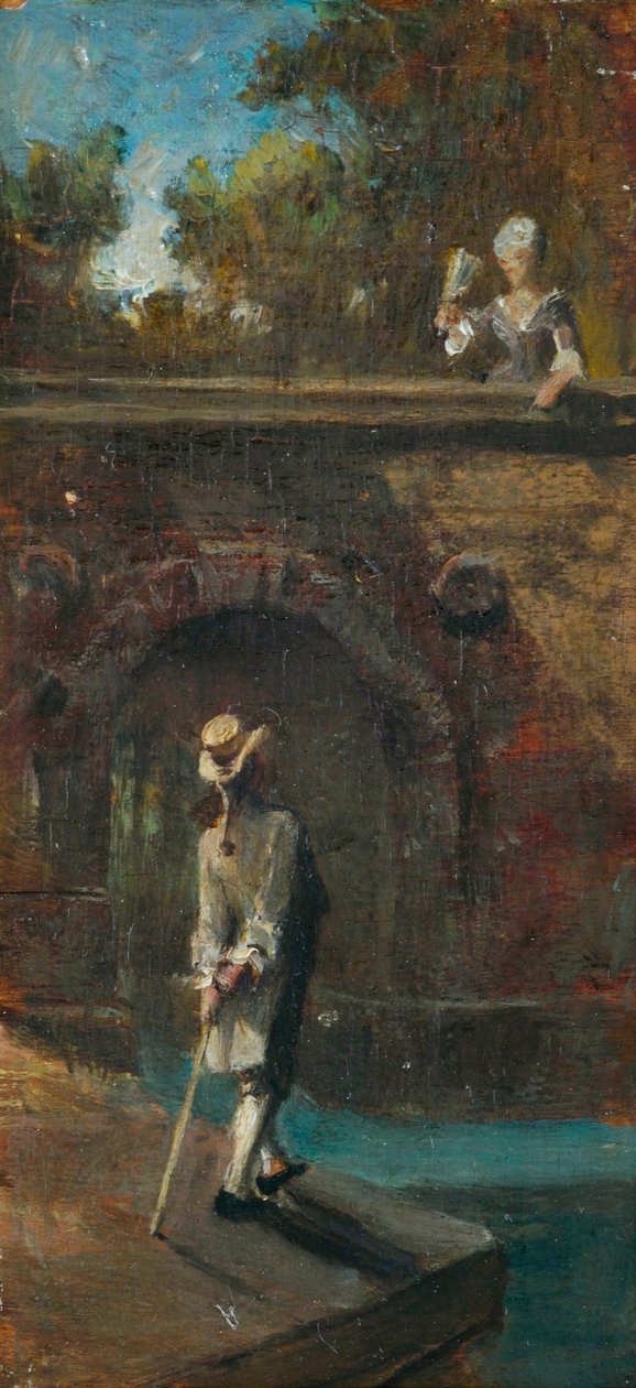 Scène galante sur un pont fluvial - Carl Spitzweg