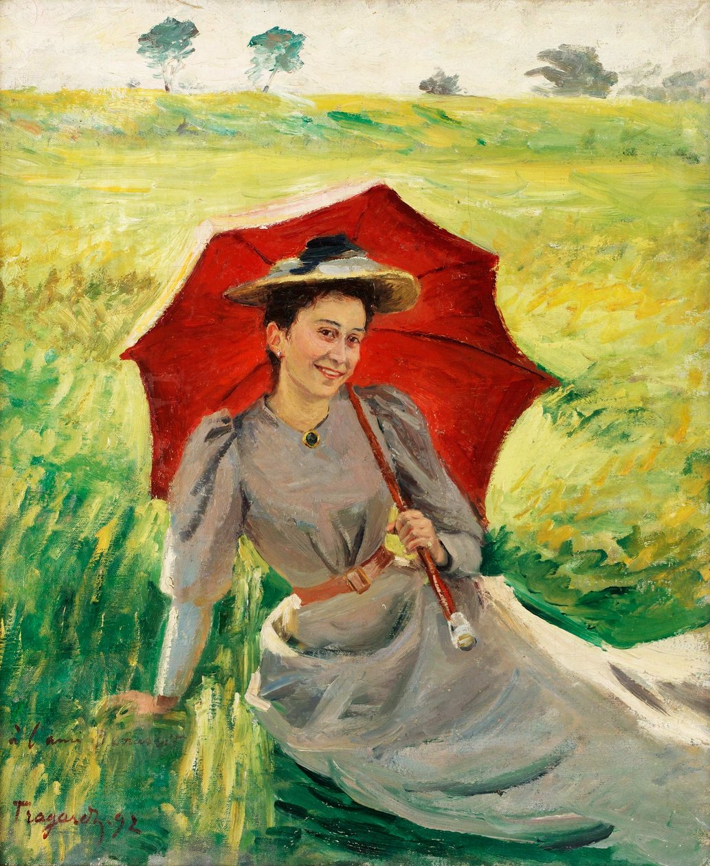 Dame au parapluie rouge - Carl Tragardh