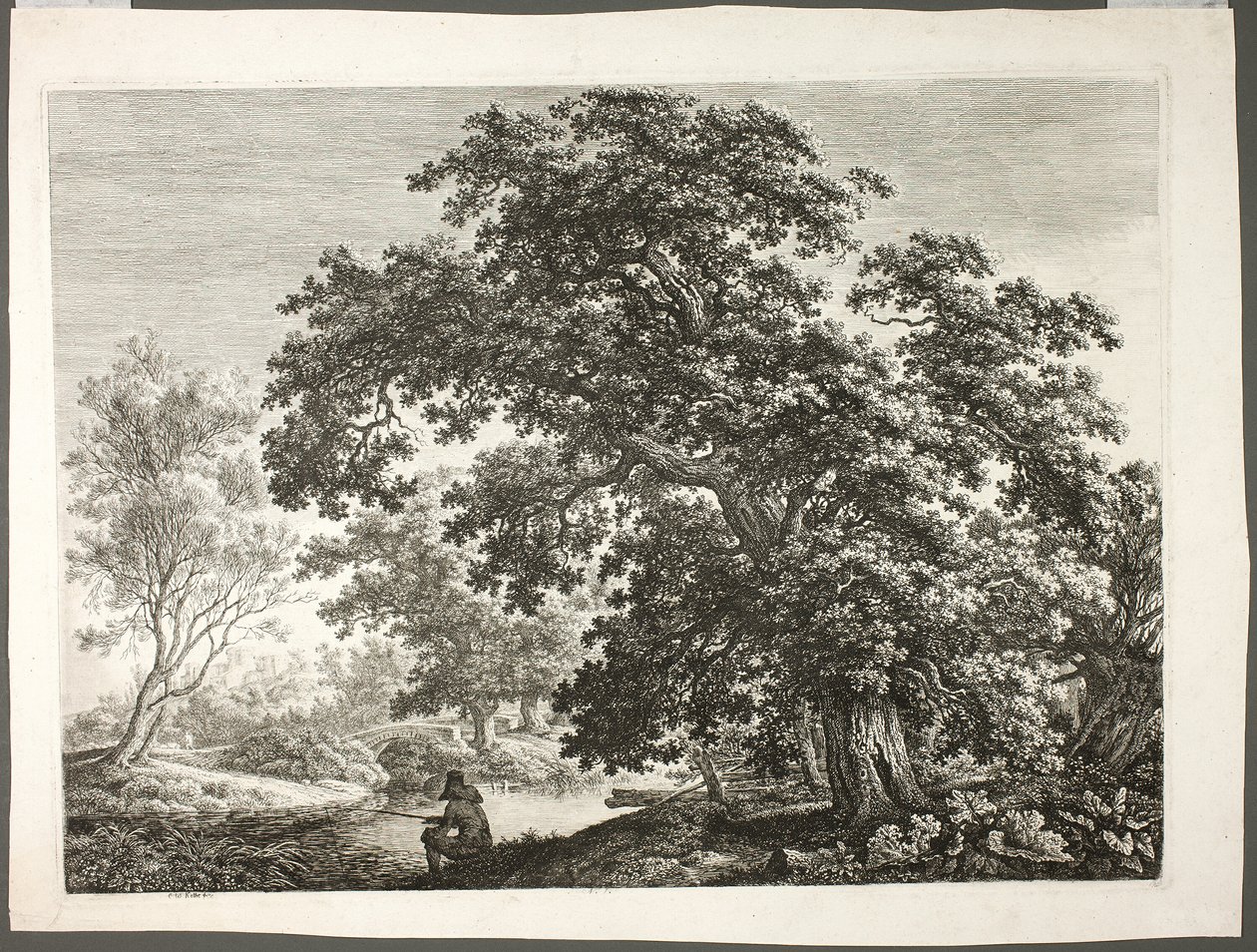 Pêcheur dans un paysage boisé - Carl Wilhelm Kolbe the elder