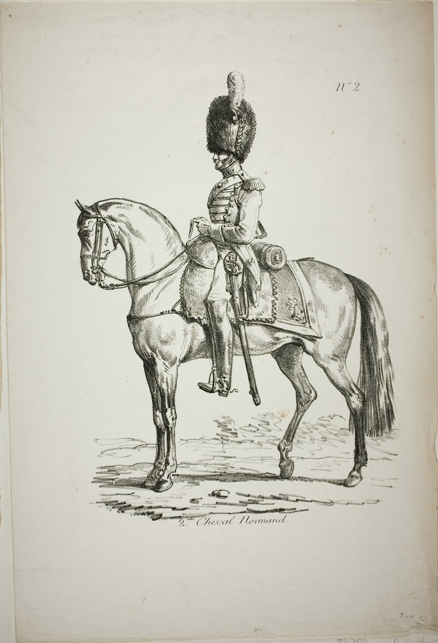 Garde royale, soldat normand monté et cheval, n° 2 - Carle Vernet