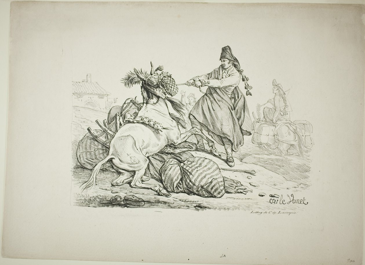 Muletier espagnol levant son mulet - Carle Vernet