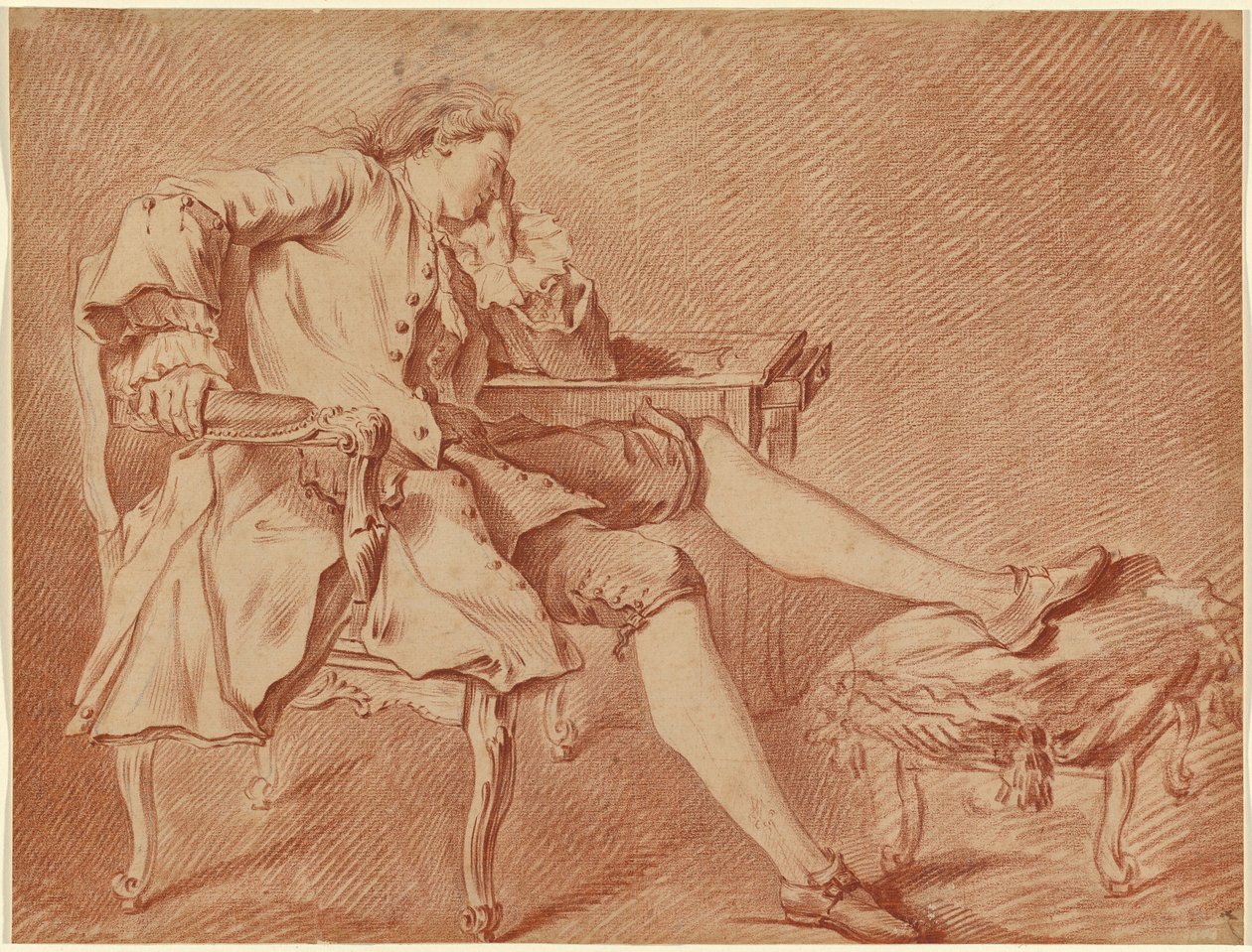 Gentilhomme allongé dans un fauteuil - Carle van Loo