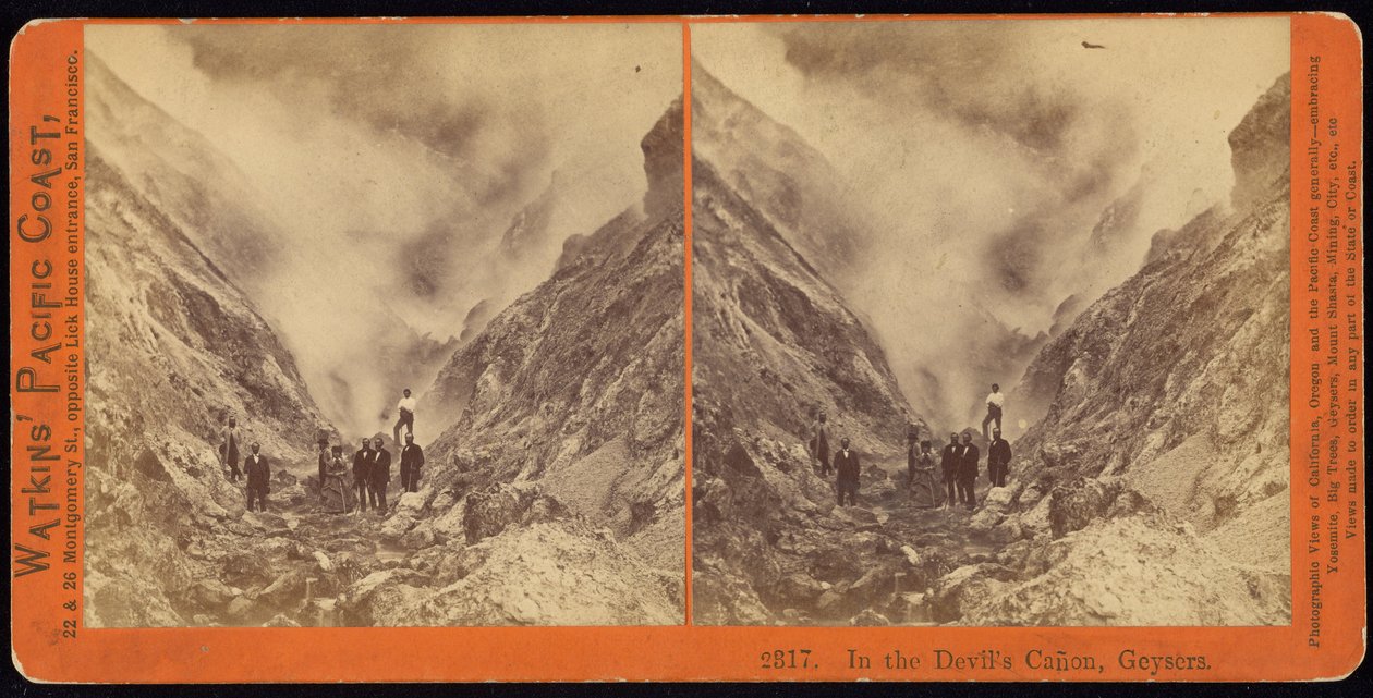 Dans le canyon du Diable, Geysers - Carleton E. Watkins