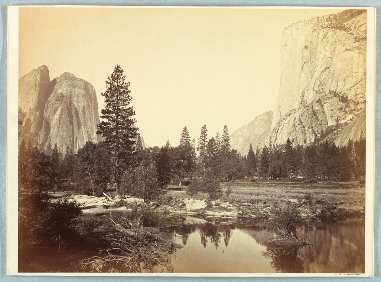 Dans la vallée, El Capitan et les rochers de la Cathédrale - Carleton E. Watkins