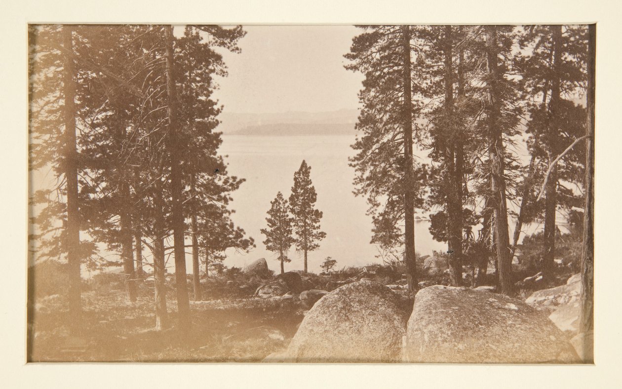 Quatre scènes de chemin de fer et quatre vues du lac Tahoe : Lac Tahoe depuis Warm Springs - Carleton E. Watkins