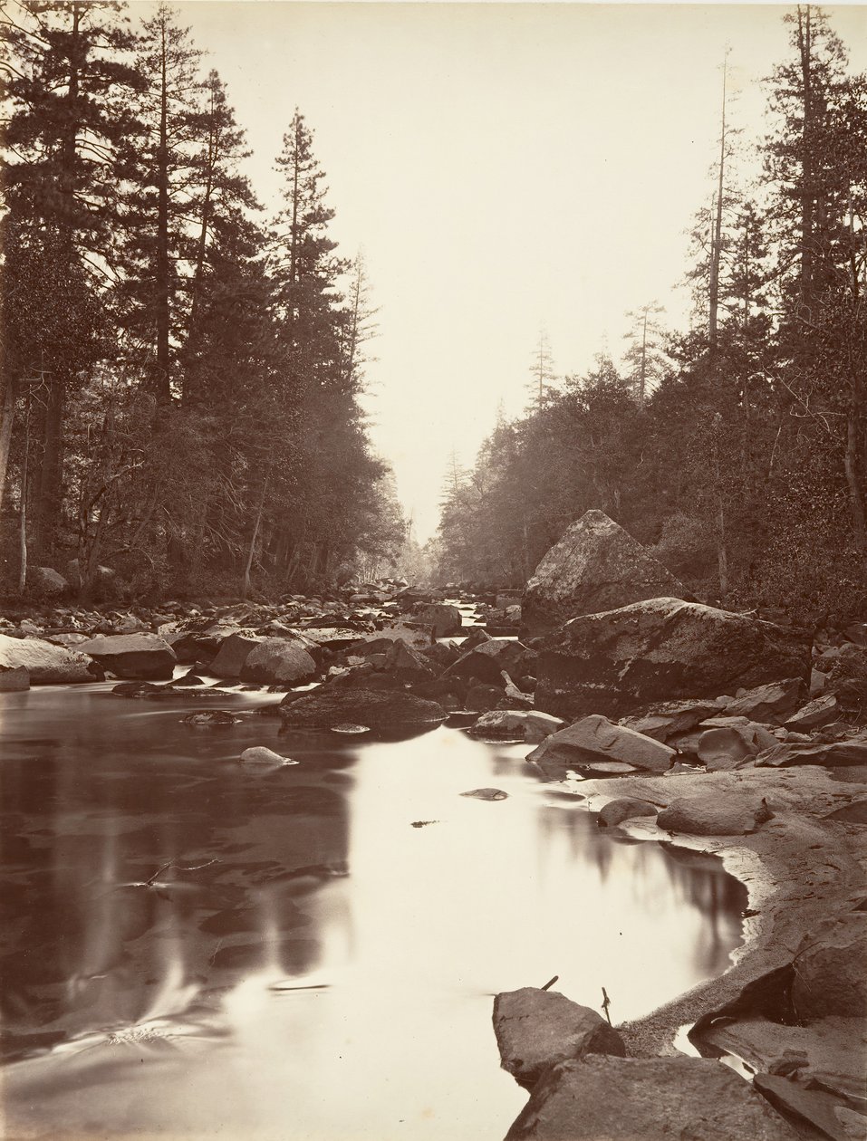 Rivière Merced, Yosemite, ca. 1872, imprimé ca. 1876 - Carleton E. Watkins.