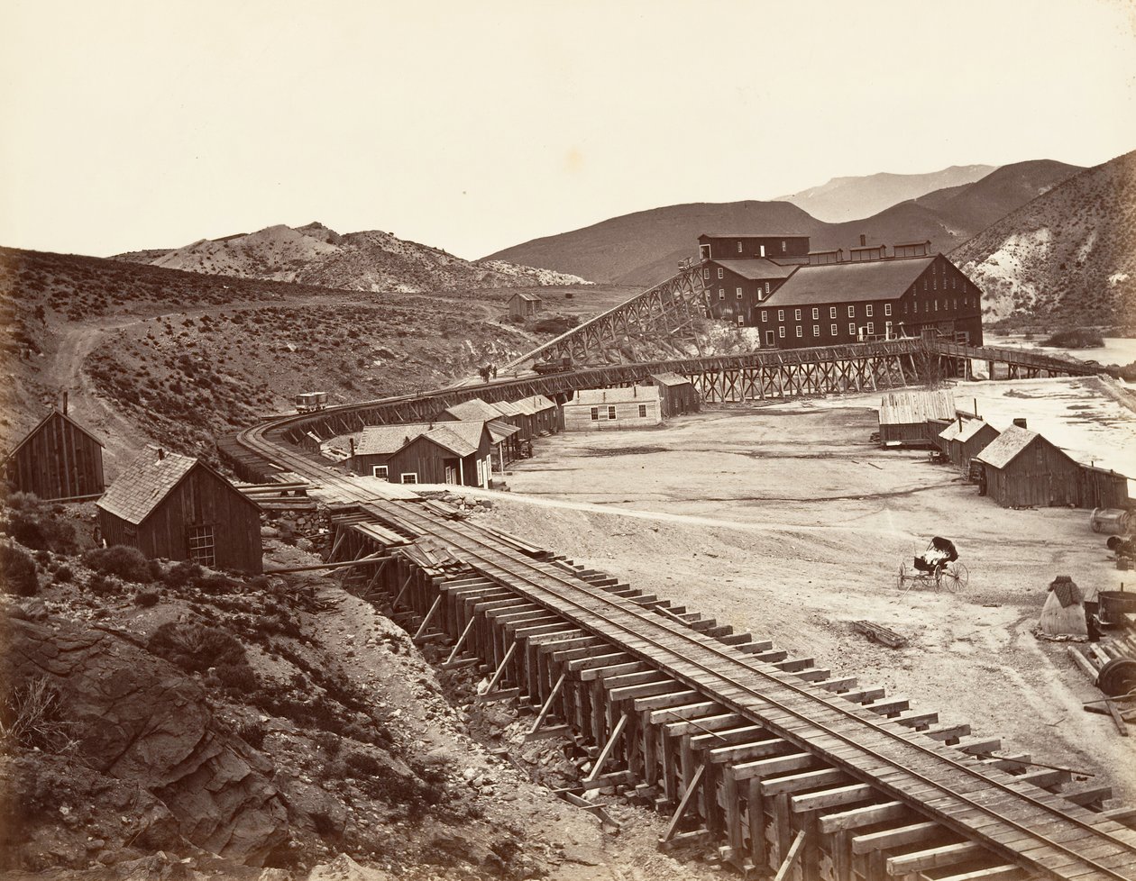 Eureka Quartz Mill et Flume, Nevada - Carleton Emmons Watkins