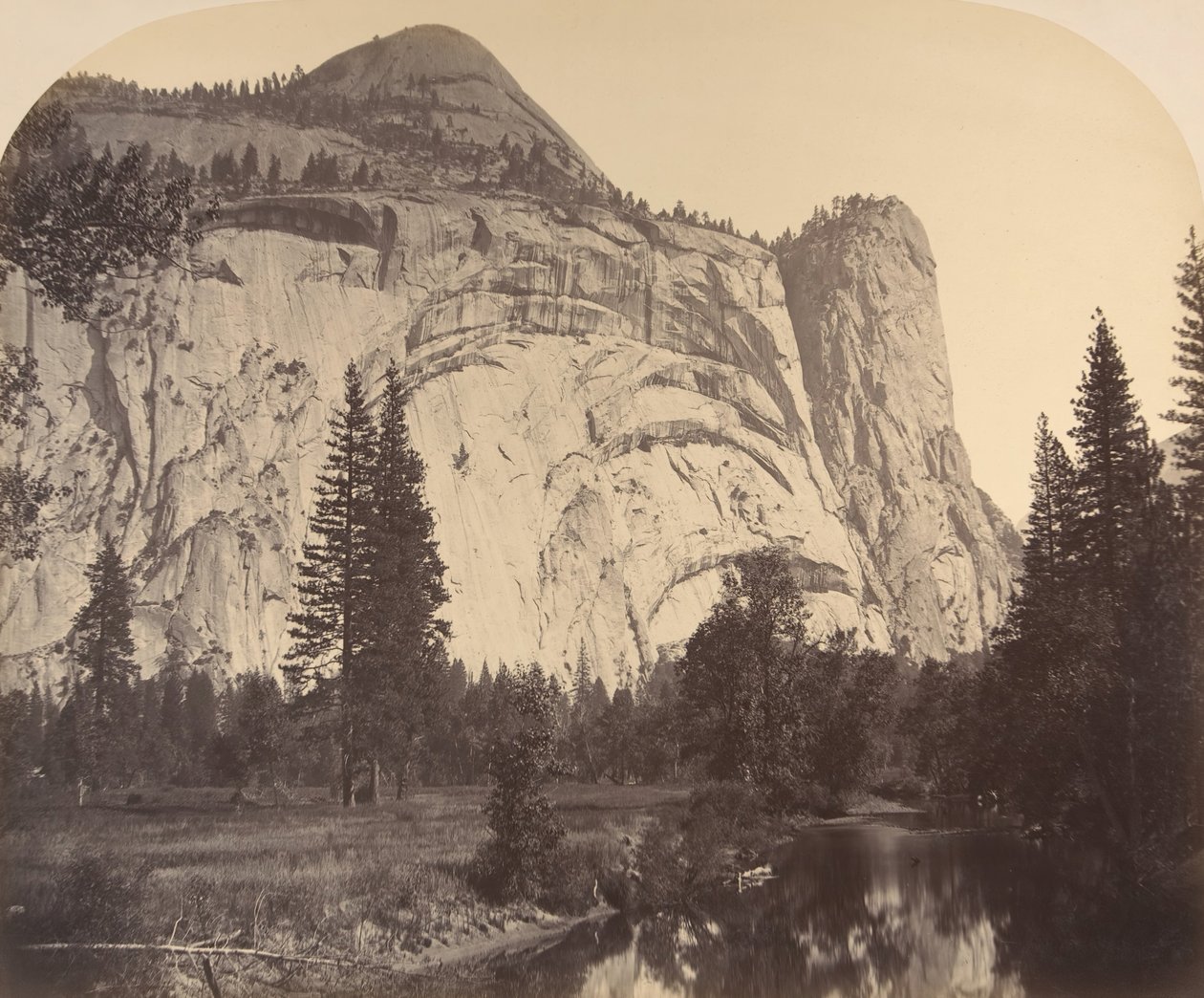 North Dome à gauche - Royal Arches - Washington Column, 1861, Yosemite - Carleton Emmons Watkins