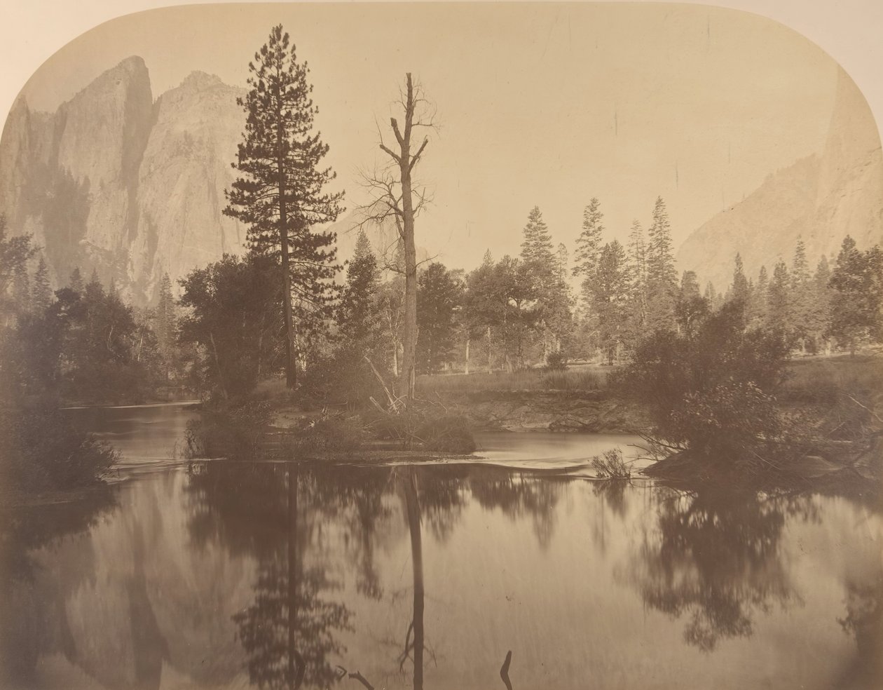 Vue de la Rivière en Aval, Rocher de la Cathédrale à gauche - Carleton Emmons Watkins