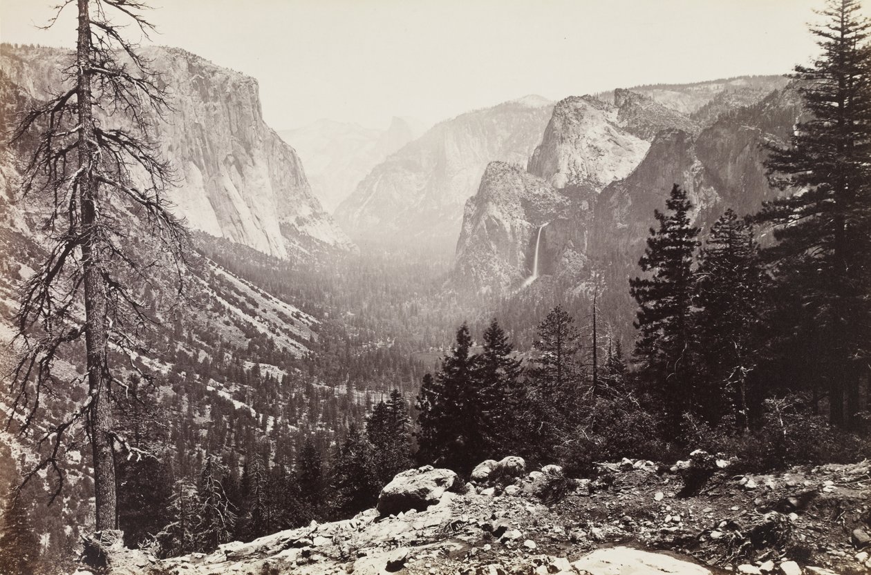 La vallée de Yosemite, depuis Inspiration Point,
Mariposa Trail, vers 1861 (épreuve sur papier albuminé) - Carleton Emmons Watkins