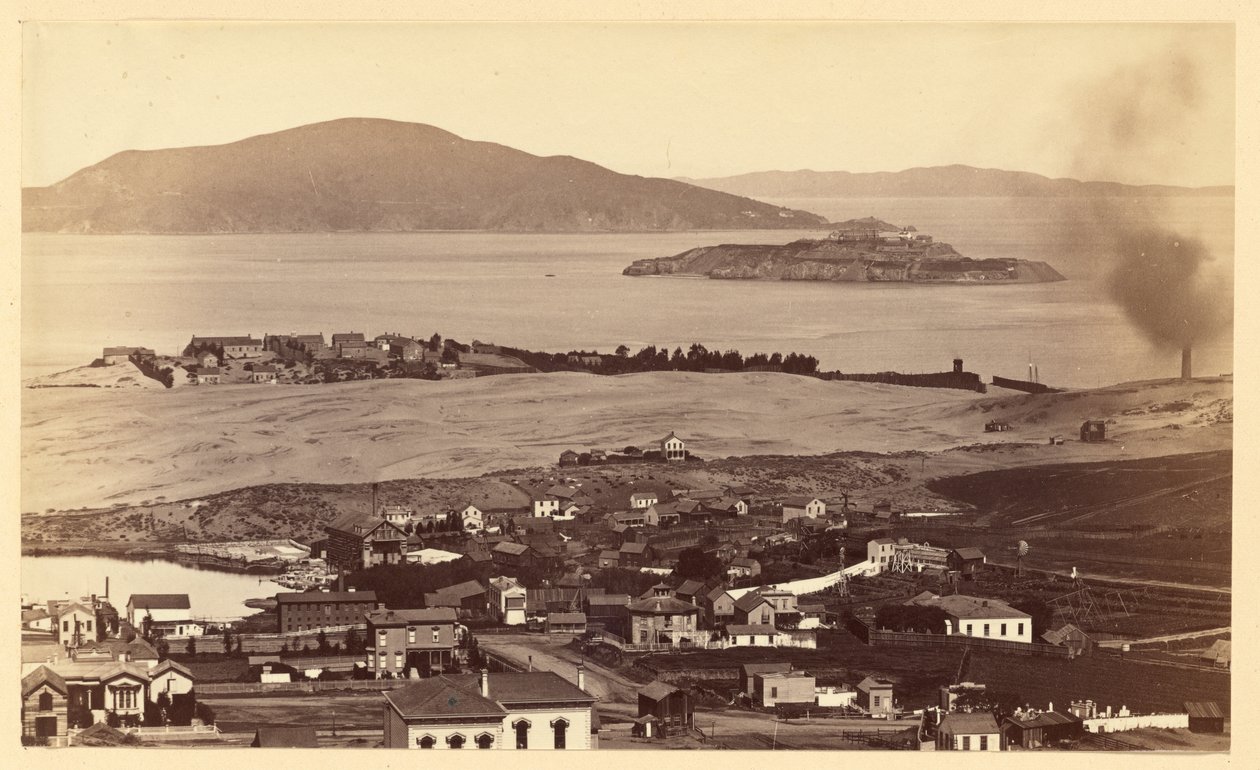 Alcatraz et Black Point depuis Russian Hill, San Francisco - Carleton Watkins