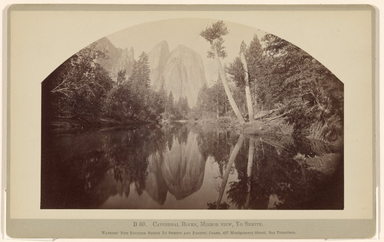 B 60. Cathedral Rocks, vue miroir, Yosemite - Carleton Watkins