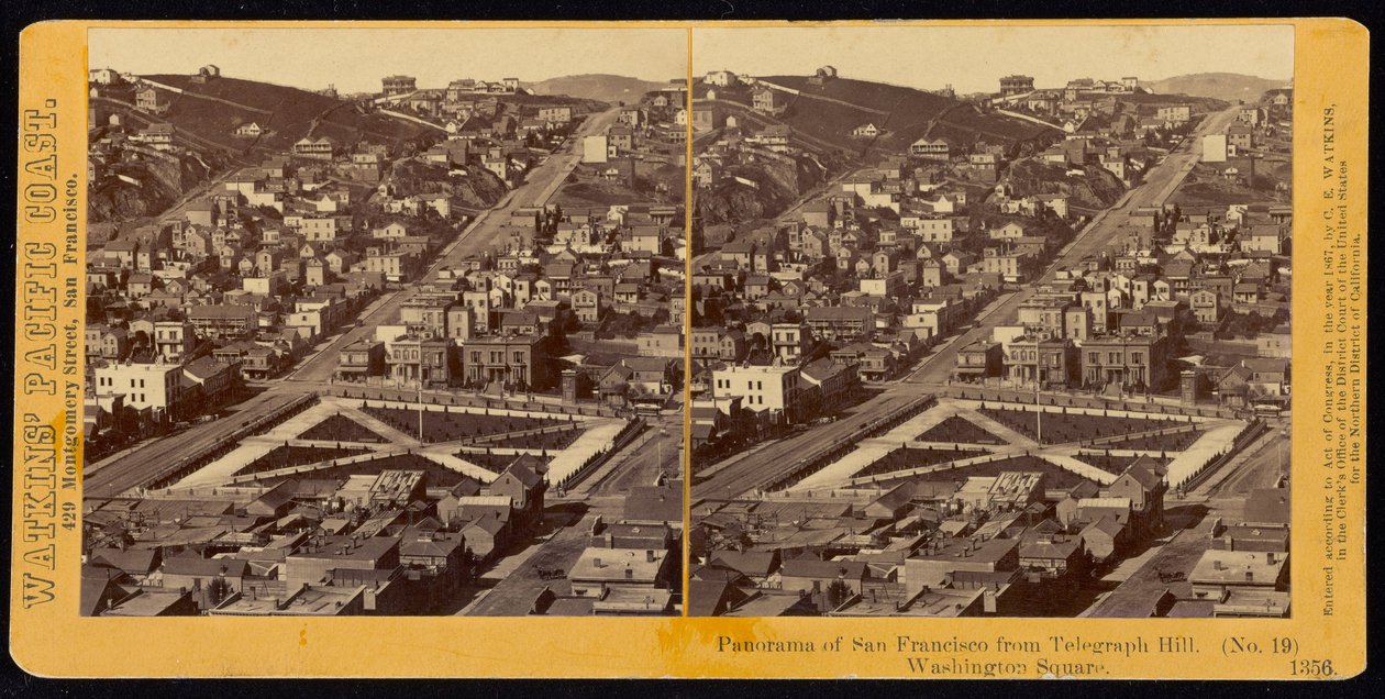 Panorama de San Francisco depuis Telegraph Hill, Washington Square - Carleton Watkins