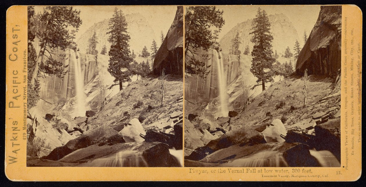Piwyac, ou la chute Vernal, 300 pieds, vallée de Yosemite, comté de Mariposa, Cal - Carleton Watkins