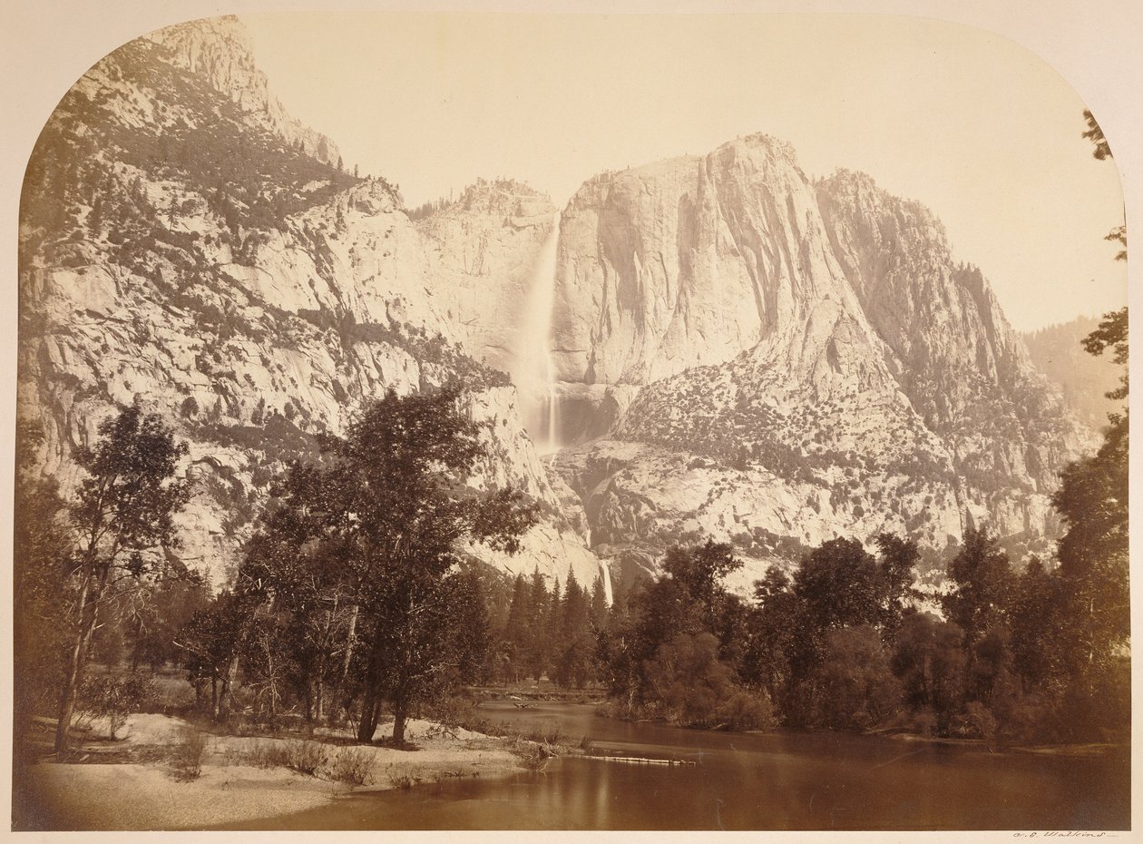 Vue de la rivière, chutes de Yosemite. 2477 ft. - Carleton Watkins