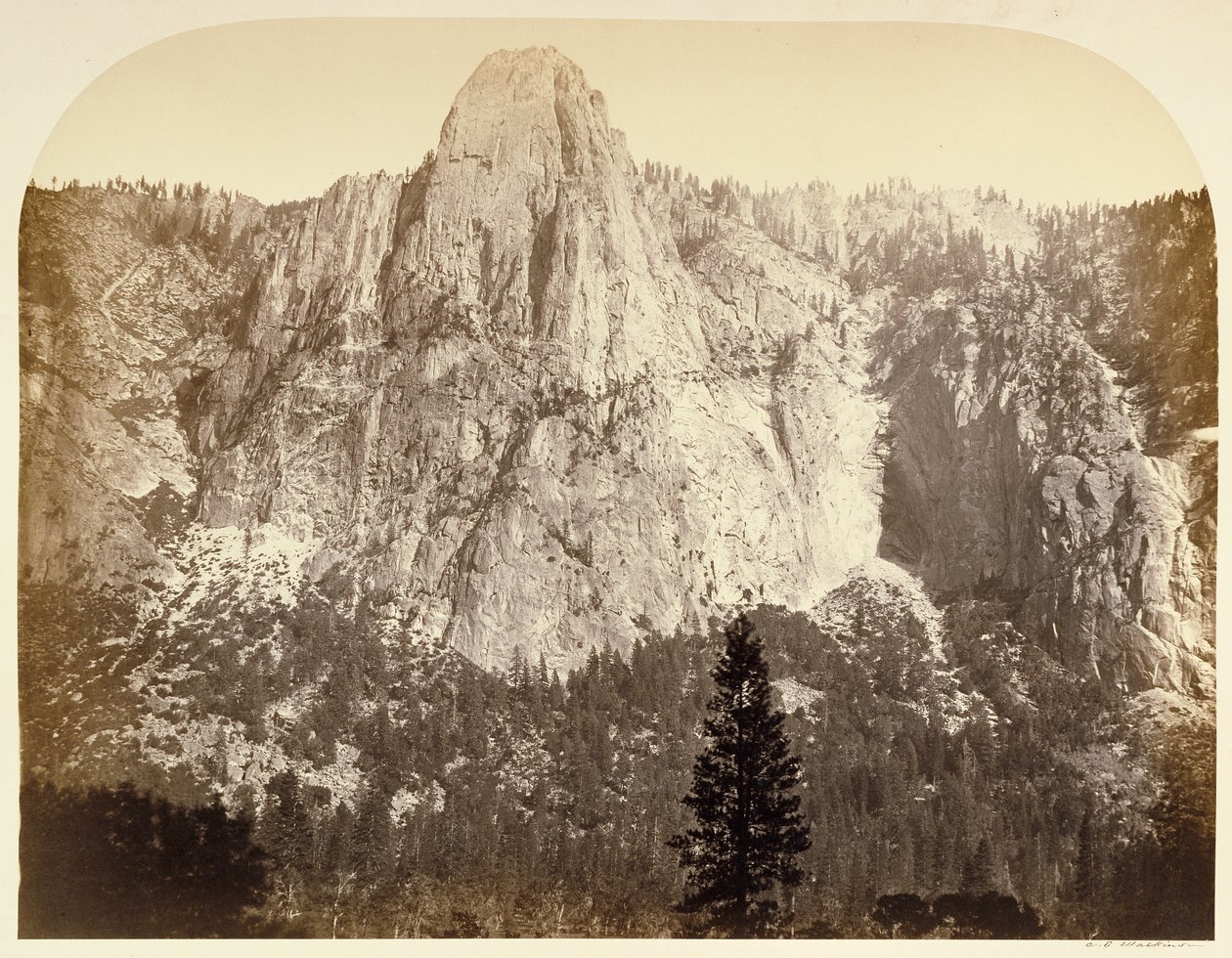 Sentinel (vue de face), 3270 pieds, Yosemite - Carleton Watkins