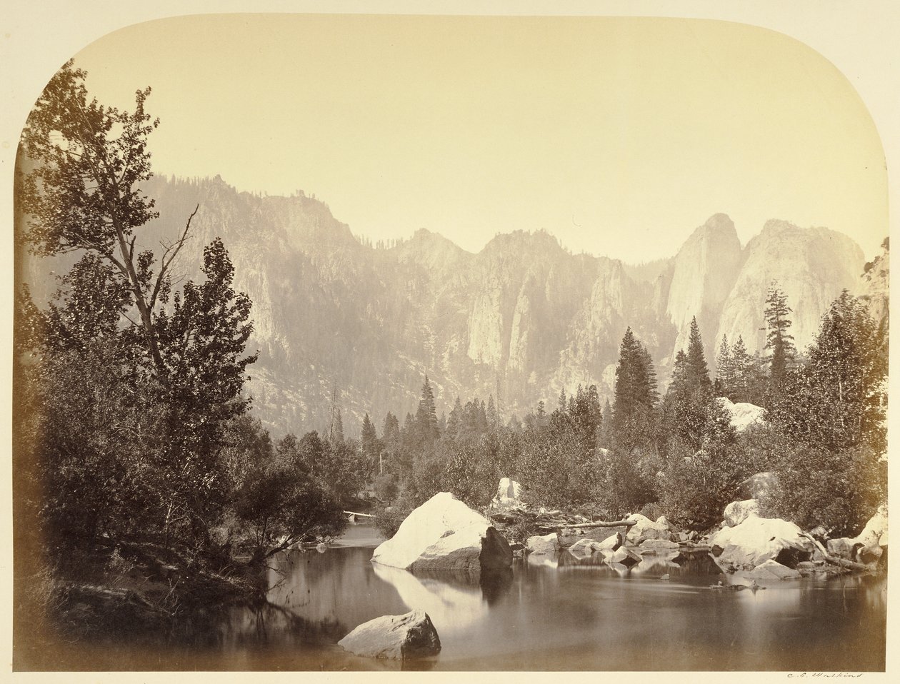 Vue sur le Merced - Yo Semite - Carleton Watkins