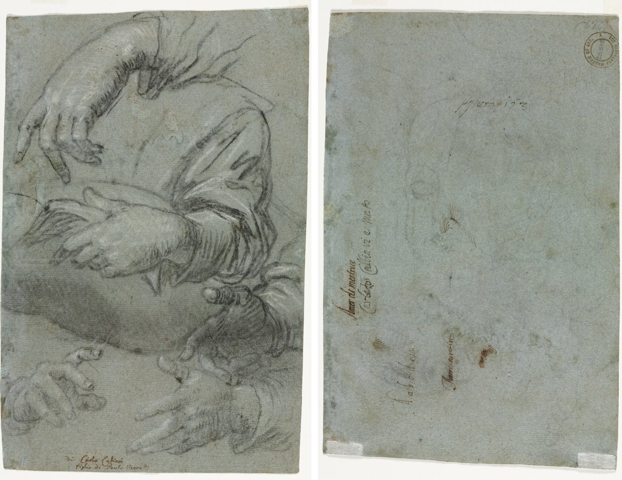 Études de mains (recto); Esquisse de la tête d