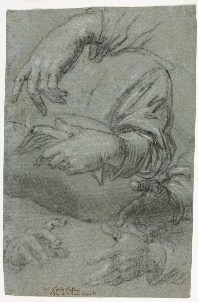 Études de mains recto, esquisse de la tête d