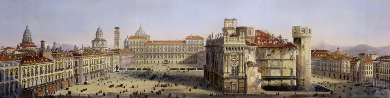 Piazza Castello, Turin, gravé par F. Citterio - Carlo Bossoli