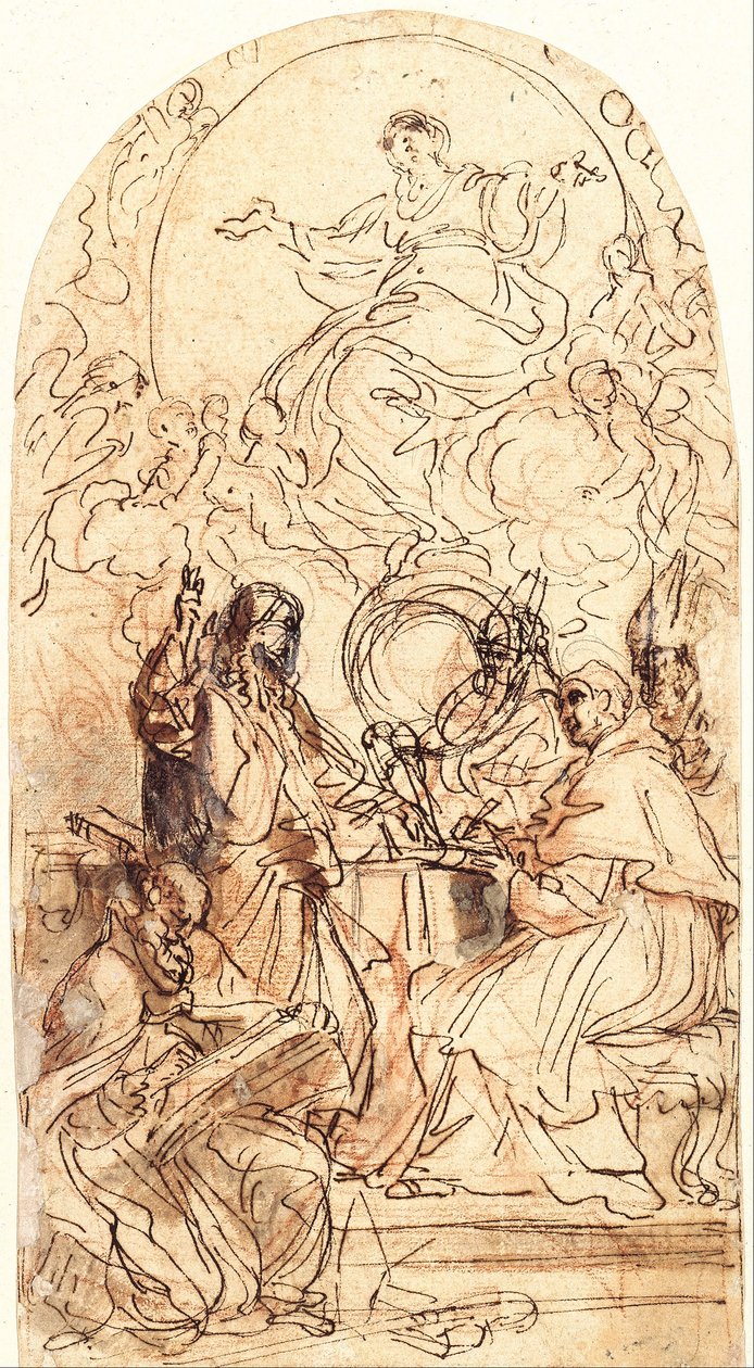 Madonna sur un Croissant de Lune et Quatre Saints - Carlo Maratta or Maratti