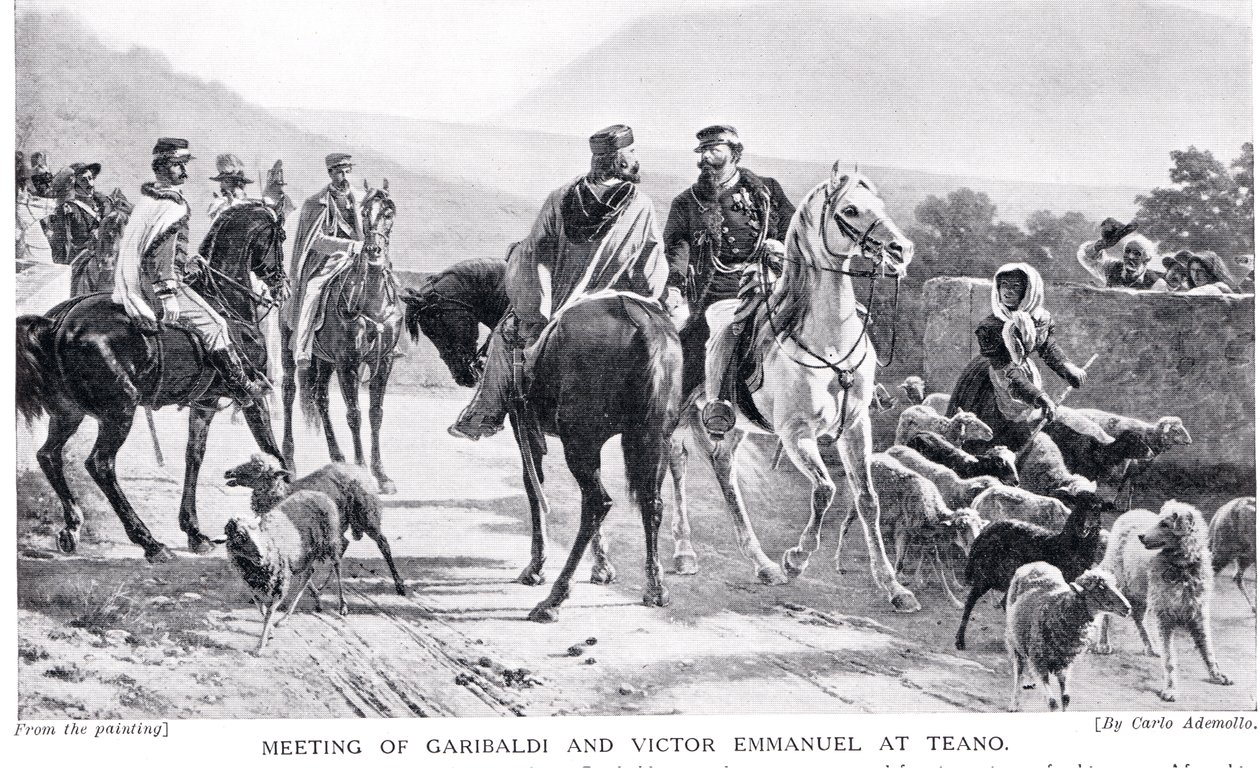 Rencontre de Garibaldi et Victor Emmanuel à Teano, illustration de 