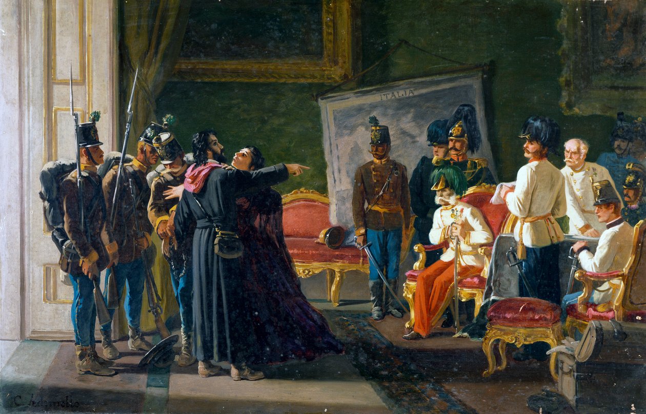 Ugo Bassi et sa sœur Carlotta à la Villa Spada, vers 1866, huile sur toile, par Carlo Ademollo - Carlo Ademollo