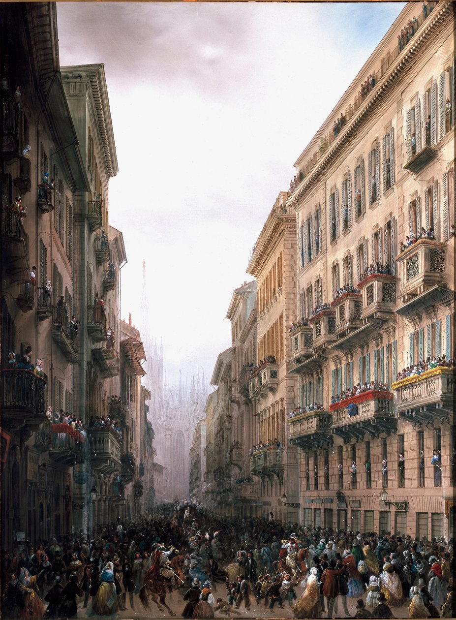 Carnaval dans une rue de Milan - Carlo Bossoli