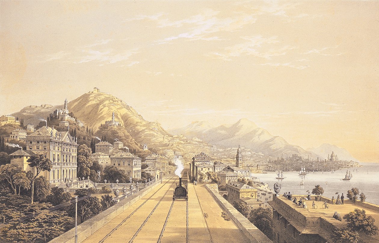 Frontispice de "Vues sur le chemin de fer entre Turin et Gênes", 1853 - Carlo Bossoli