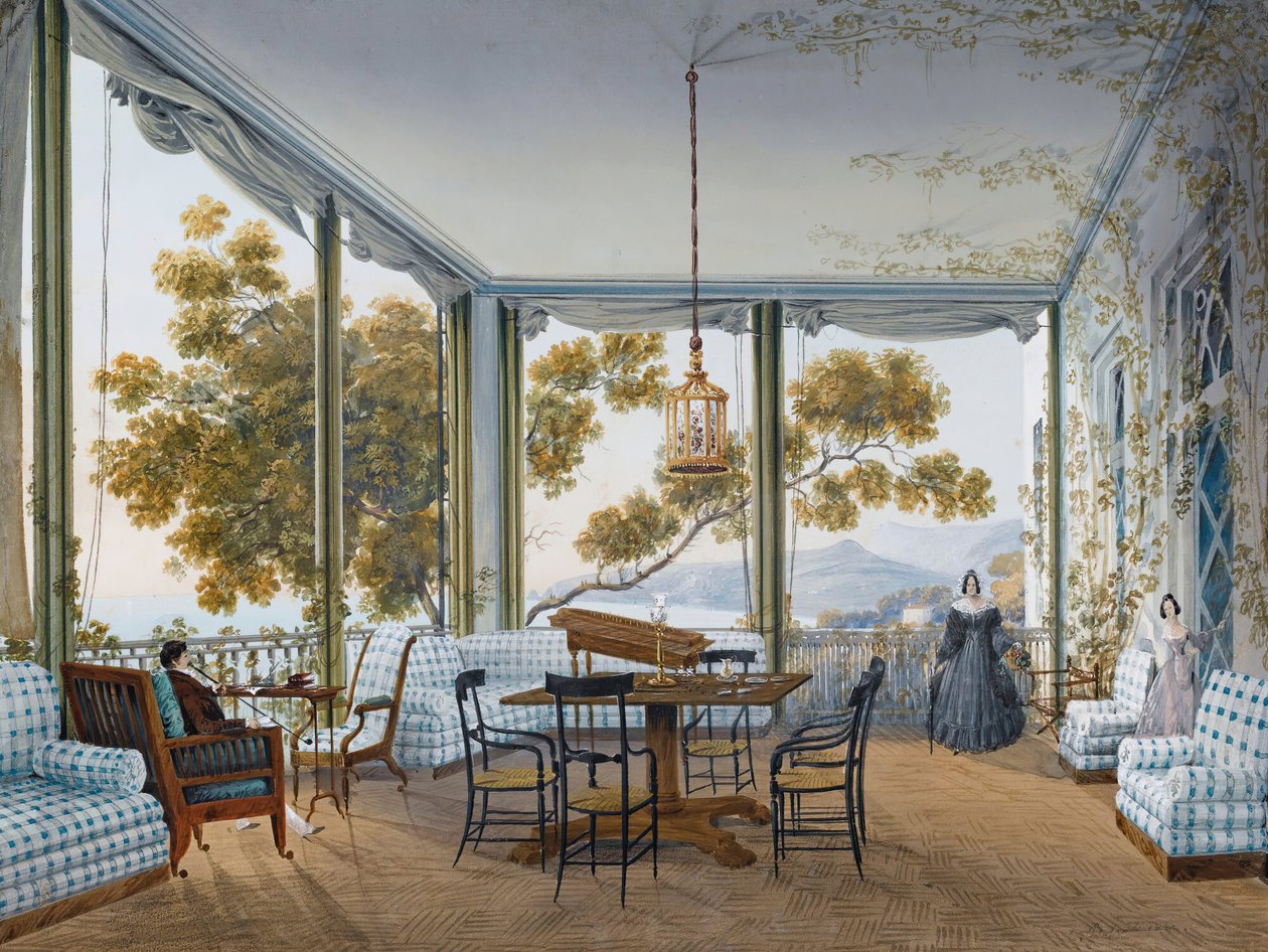 Intérieur du palais Naryshkin de Miskhor, 1841-1842 - Carlo Bossoli