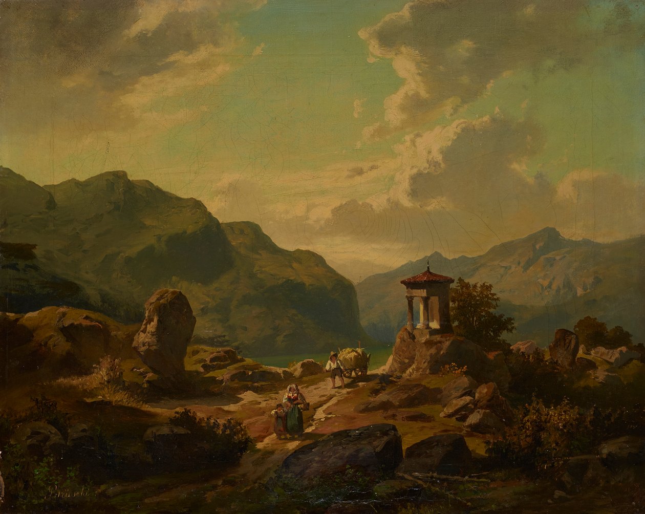Paysage de montagne avec lac - Carlo Brioschi