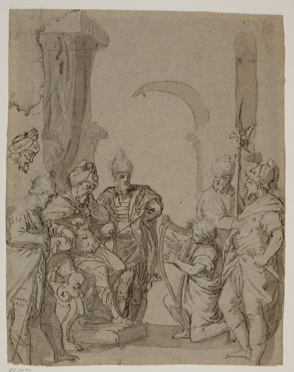 David jouant de la harpe pour le roi Saül - Carlo Caliari