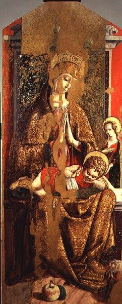 Madone et Enfant, panneau central du deuxième triptyque de Valle Castellamo - Carlo Crivelli