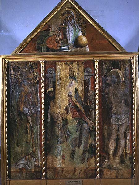 Madone et enfant avec des saints, le premier triptyque de Valle Castellamo - Carlo Crivelli