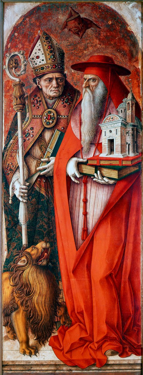 Polyptyque de la cathédrale de Camerino : Saint Jérôme et Saint Augustin - Carlo Crivelli