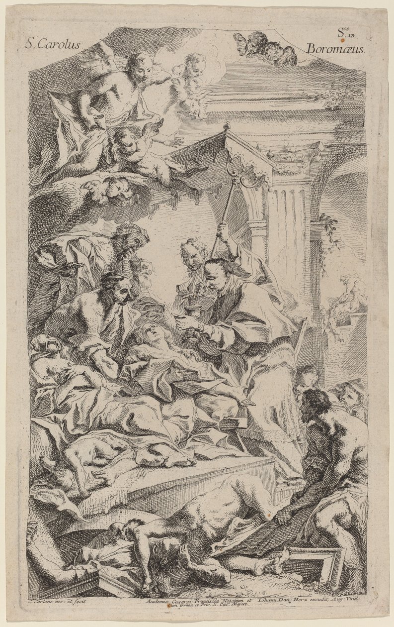 Saint Charles Borromée donnant la dernière communion aux victimes de la peste - Carlo Innocenzo Carlone
