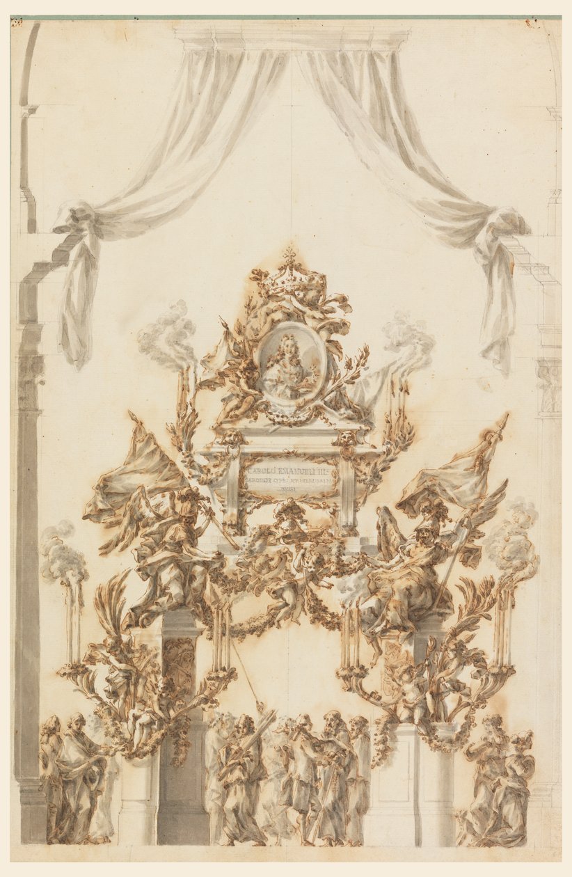 Conception pour un catafalque pour Charles Emmanuel III de Sardaigne - Carlo Marchionni