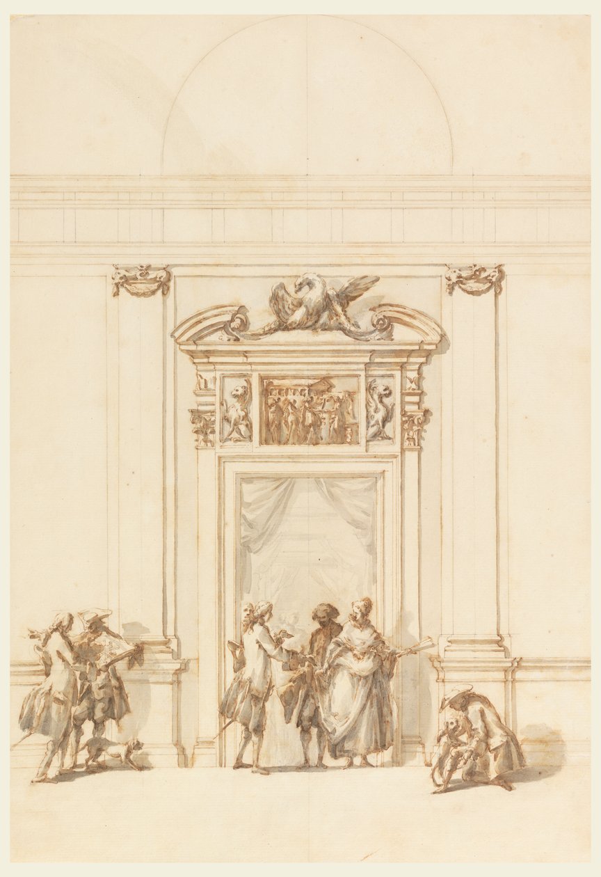 Conception pour le portail nord, Grande Galerie, Villa Albani, Rome, Italie - Carlo Marchionni