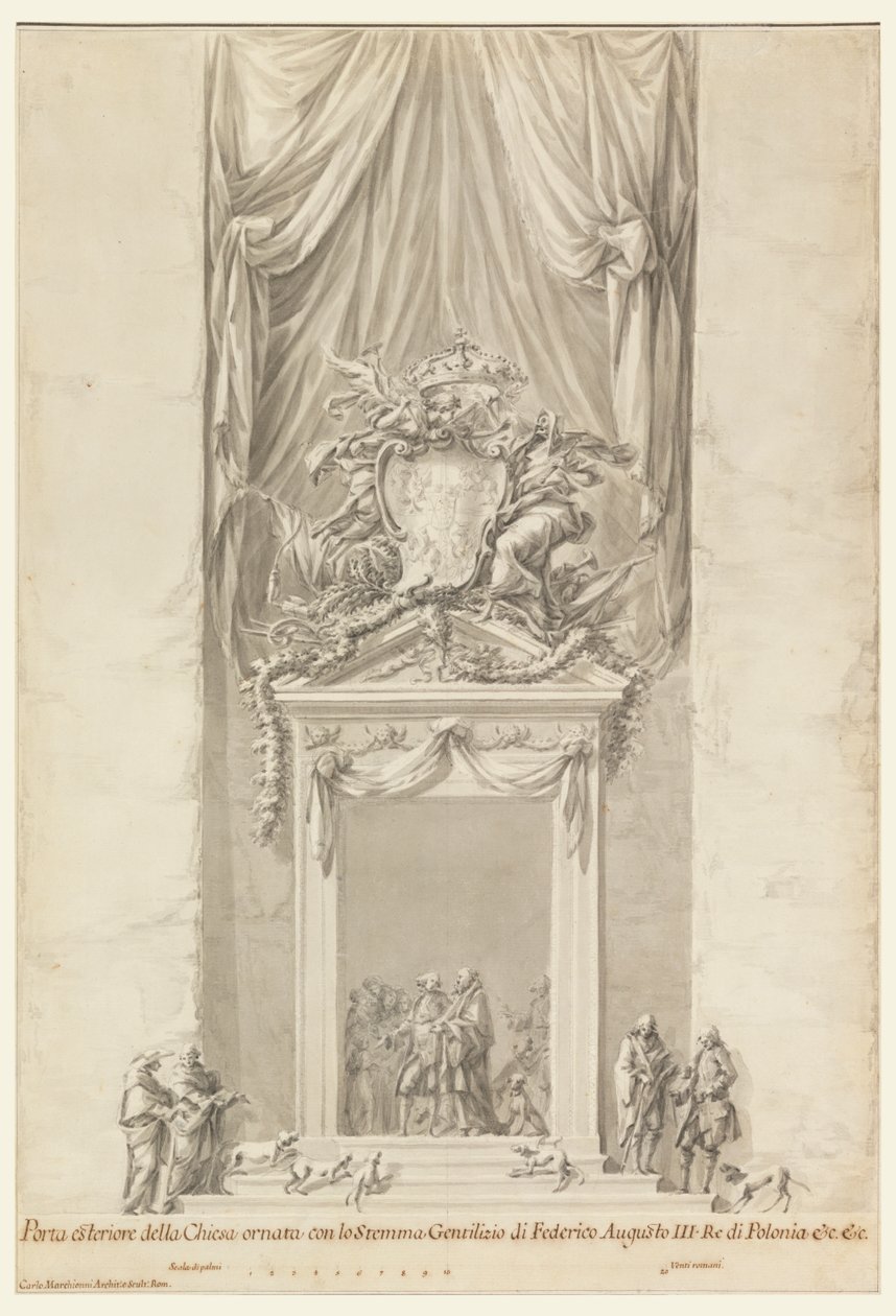 Porte de San Salvatore in Lauro avec décoration pour les funérailles du roi Frédéric Auguste III de Pologne, Rome, Italie - Carlo Marchionni