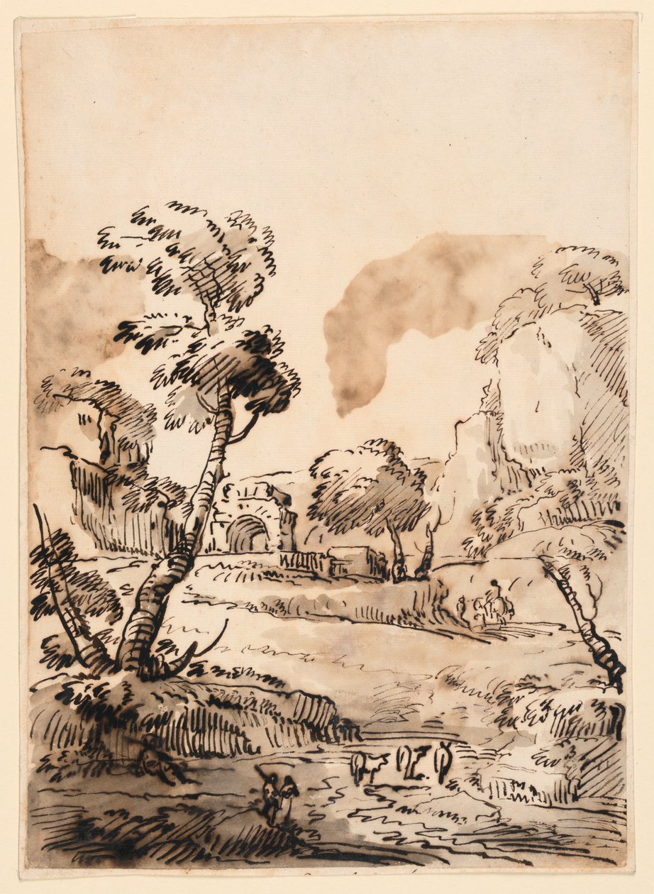 Dessin, paysage pastoral, 1760-1780 - Carlo Marchionni