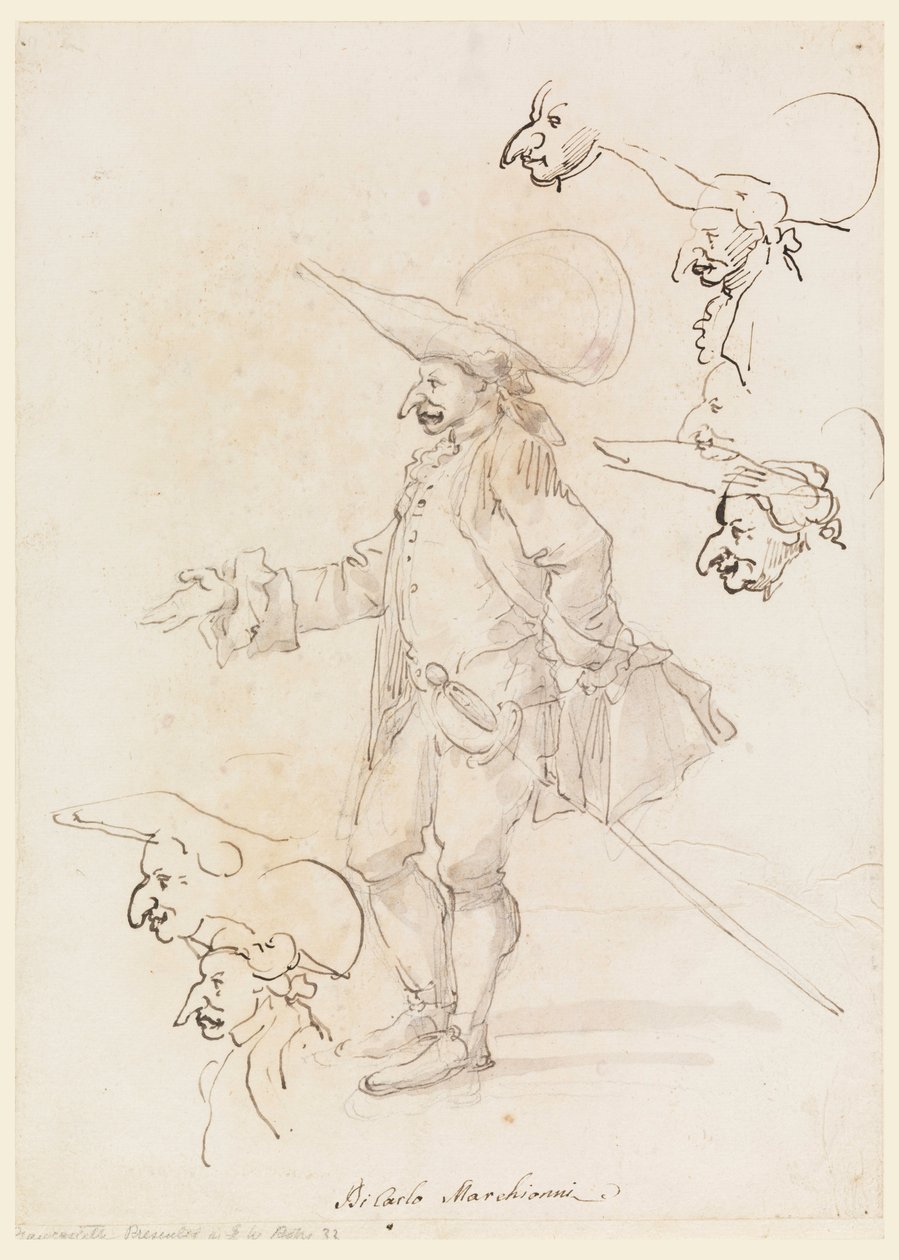 Dessin, Caricatures, vers 1725-75 - Carlo Marchionni