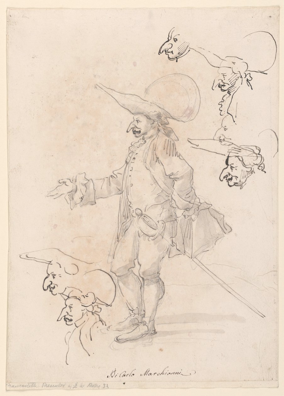 Dessin, Caricatures, vers 1725-75 - Carlo Marchionni