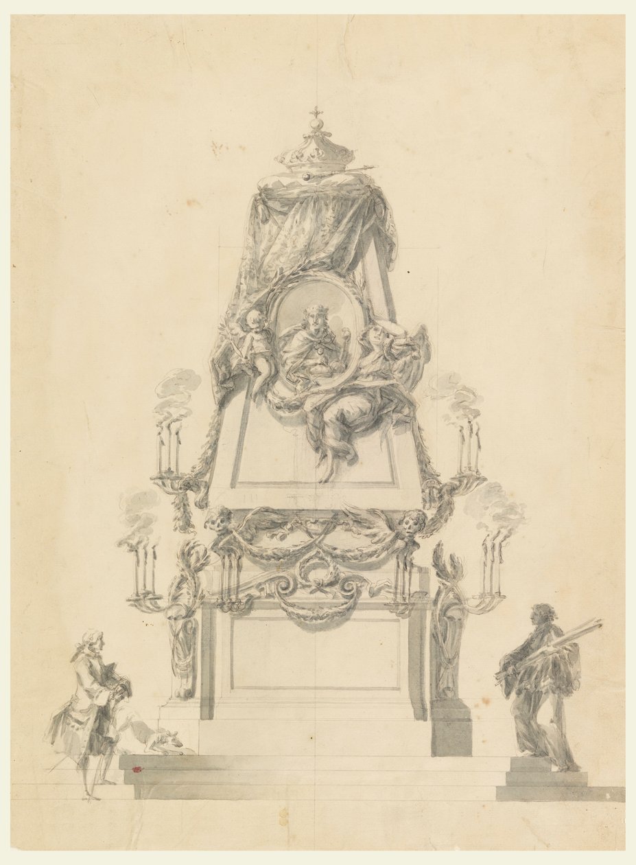 Dessin, Catafalque pour un roi, vers 1765 - Carlo Marchionni