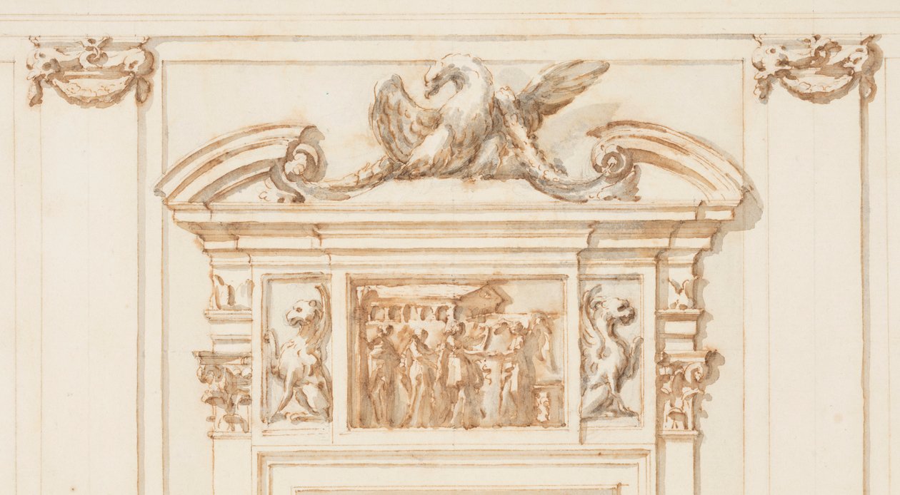 Dessin, Projet pour le portail nord, Grande Galerie, Villa Albani, Rome, Italie, 1755-56 - Carlo Marchionni