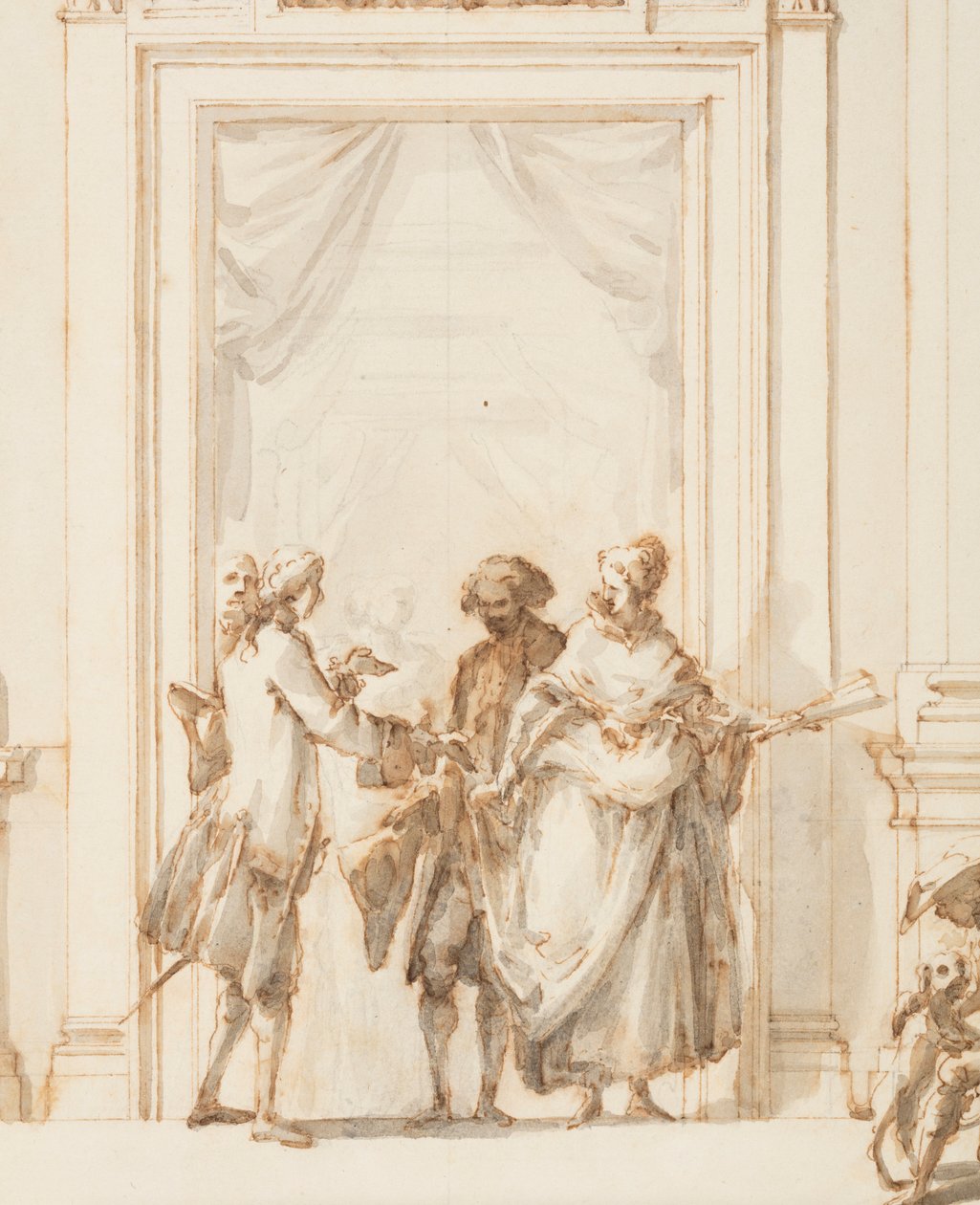 Dessin, Projet pour le portail nord, Grande Galerie, Villa Albani, Rome, Italie, 1755-56 - Carlo Marchionni