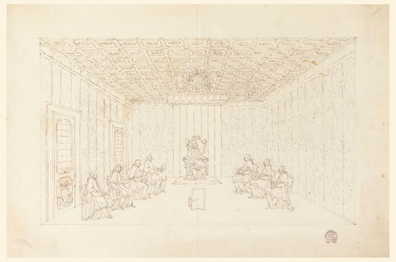 Dessin, le pape Benoît XIV lors d