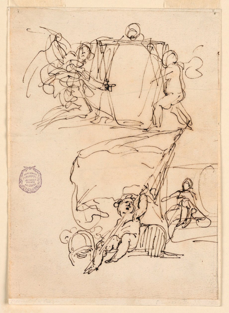Dessin, Trois esquisses, avant 1775 - Carlo Marchionni