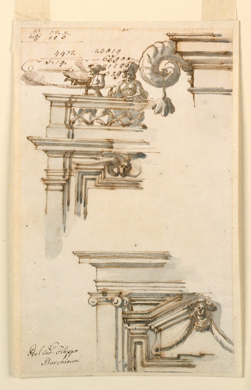 Dessin, deux caissons de porte, 1750-75 - Carlo Marchionni