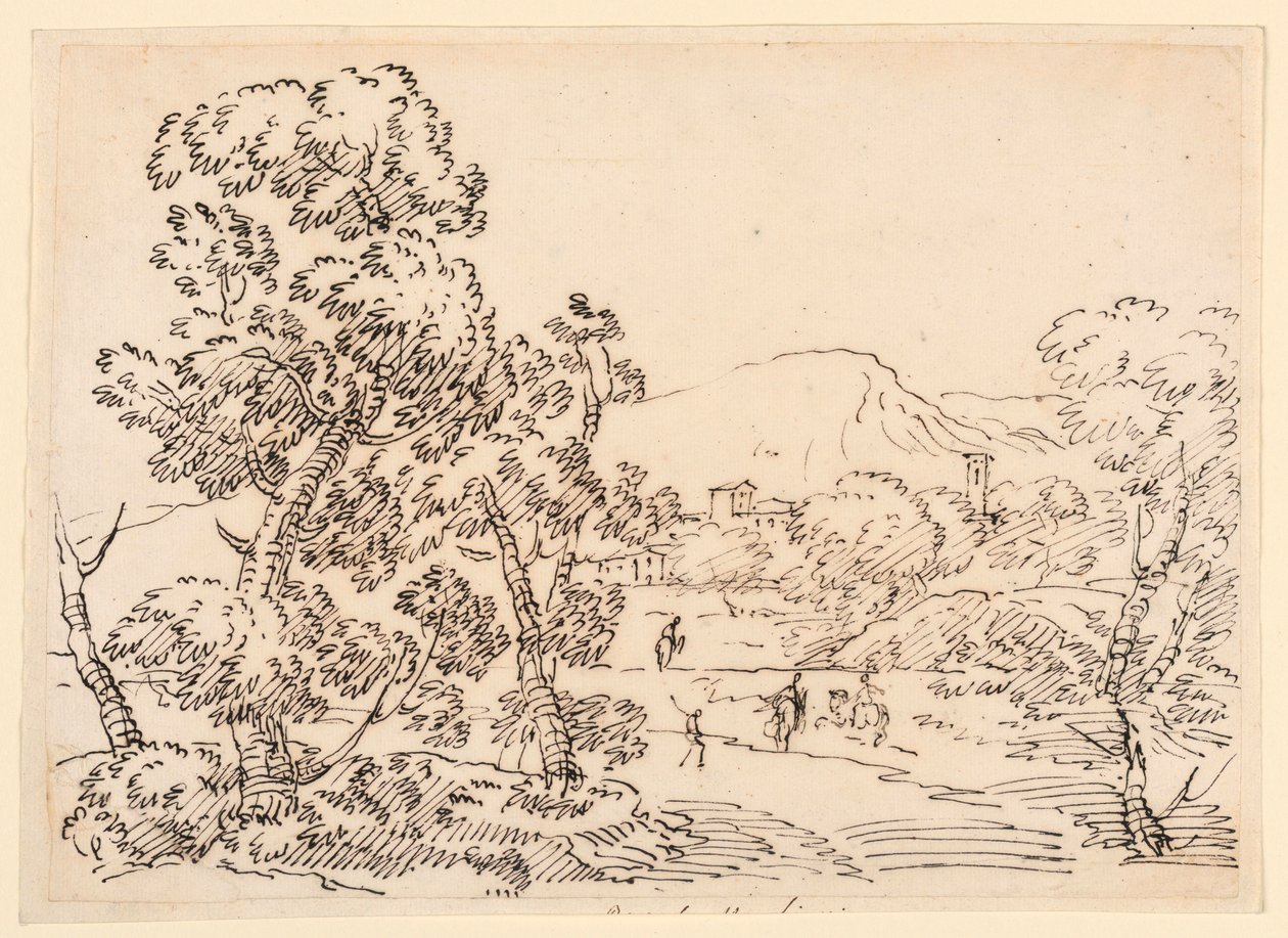 Dessin, paysage boisé, 1750-1770 - Carlo Marchionni