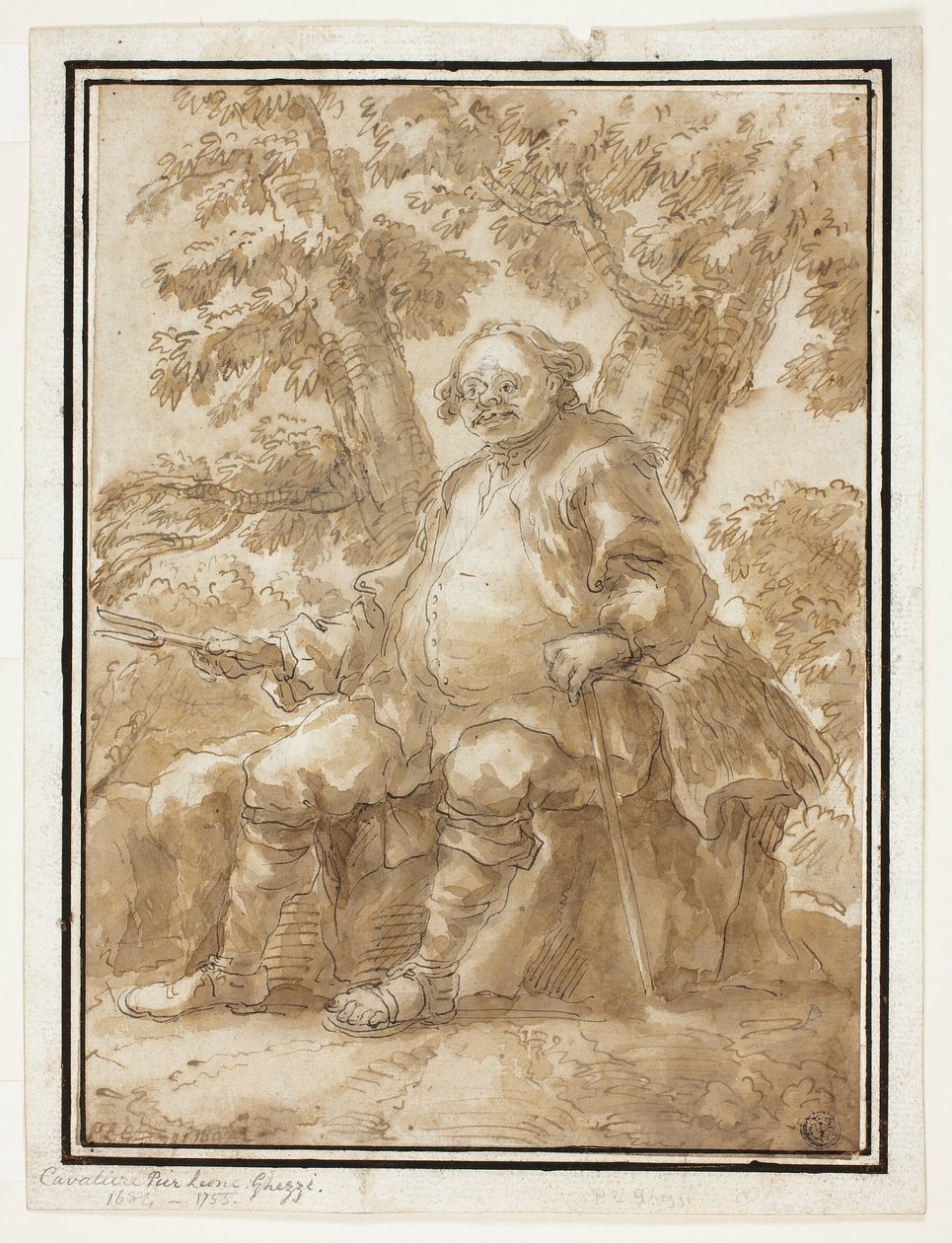 Homme assis devant des arbres - Carlo Marchionni